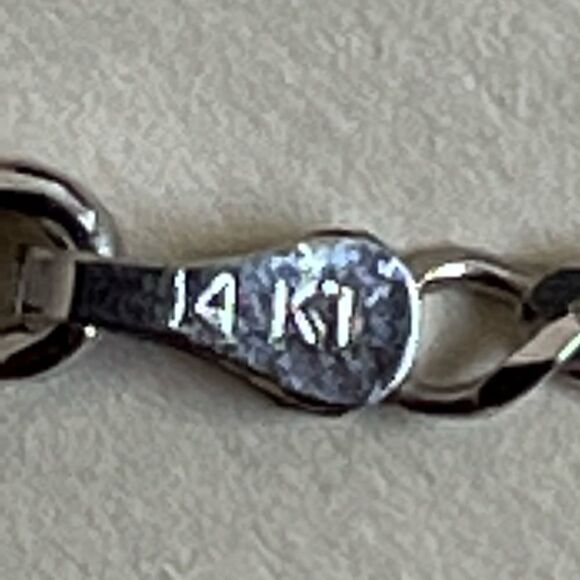 14k real white gold figaro concave bracelet | Birthday Gift | Real Gold … - Picture 3 of 8